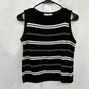 Kathy Ireland Sweater Tank Top Small Black White Sleeveless